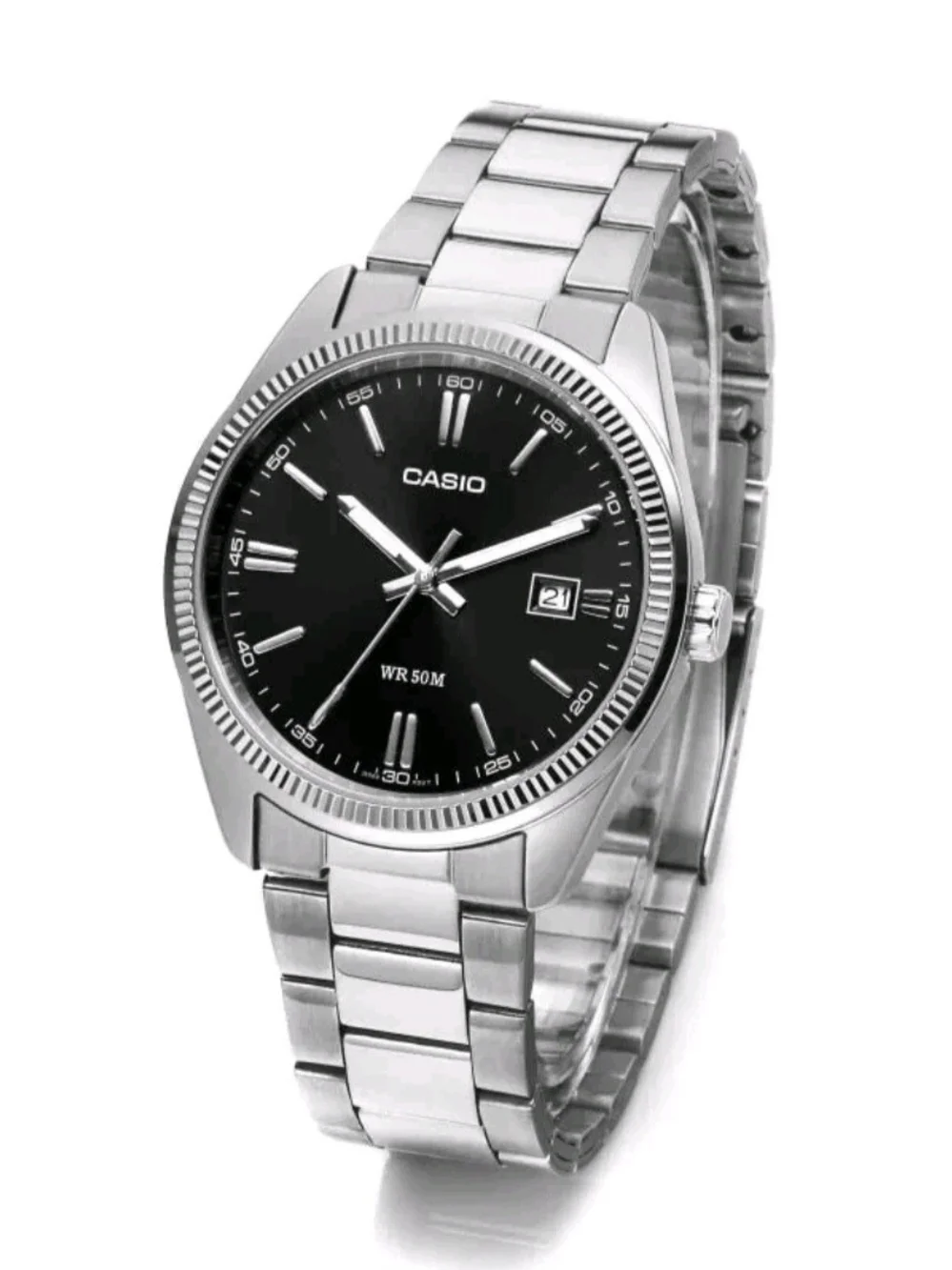 Casio Men's Metal Band Wrist Watch MTP-1302D-1A1 - Classic Black Dial
